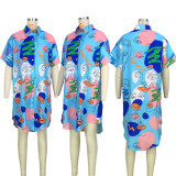 EVE Fashion Casual Printed Shirt Dress GZYF-8205