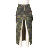 EVE Fashion Camouflage Pocket Split Skirt ZSD-0574