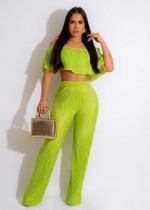 EVE Solid Off Shoulder Top Pants Two Piece Set BS-1335