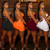 EVE Fashion Chest Wrap Solid Back Hollow Rompers WPF-8855
