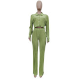 EVE Solid Color Shirt And Pants Two Piece Set BN-9408