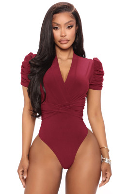 EVE Sexy Solid Short Sleeve Bodysuits MZ-2782