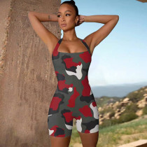 EVE Camouflage Printed Hanging Neck Sexy Casual Rompers ARM-8338