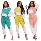 EVE Contrast Hooded Top And Pants Two Piece Set CM-8668