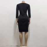 EVE Fashion Elegant 3/4 Sleeve Midi Dress SMR-11491