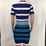 EVE Stripe Color Block Slim Mini Dress XMY-9402