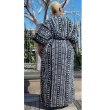 EVE Plus Size Fashion Half Sleeve Print Long Coat NNWF-7766