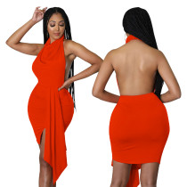 EVE Sexy Solid Backless Dress YF-10424