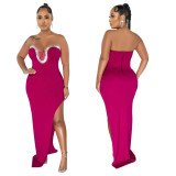 EVE Sexy Tube Top Split Maxi Dress YF-10408