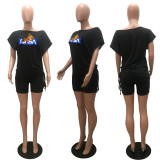 EVE Solid Print Bat Sleeve T Shirt And Shorts Set MAE-2163