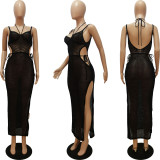 EVE Sexy Mesh Backless Split Maxi Dress CM-8666