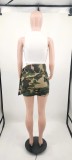 EVE Camo Print Waist Belt Mini Skirt XMF-241