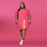 EVE Plus Size Solid Color Print Fashion Dress WAF-7149226