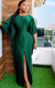 EVE Solid Color Half Sleeve Split Maxi Dress OMY-11004