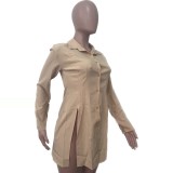 EVE Split Blazer Collar Shirt Sleeve Tops OLYF-6074-1