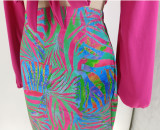 EVE Fashion Tie Up Tops And Colorful Print Skirt 2 Piece Set SFY-2303
