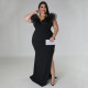 EVE Plus Size Solid Color Slim Split Even Dress NNWF-7801