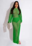 EVE Sexy Hollow Out Knits Tassel Maxi Dress OSM-4388