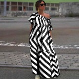 EVE Plus Size One Shoulder Print Big Swing Maxi Dress NY-10417