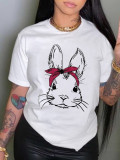 EVE Rabbit Print Short- Sleeve T-shirt SH-390477