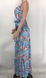 EVE Sexy Sling V Neck Print Dress XMY-9400