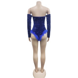 EVE Sexy Wrap Chest Sequin Feather Bodysuit BY-6225