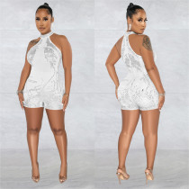 EVE Mesh See Through Hot Drill Romper BY-6265