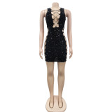 EVE Sexy Sequin Sleeveless Hollow Mini Dress BY-6216