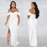 EVE Sexy Wrap Chest Solid Color Maxi Dress BY-6218