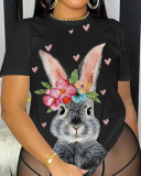 EVE Easter Rabbit Print O Neck T Shirt SH-390476