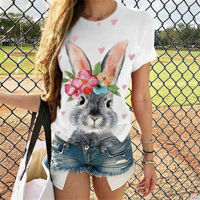 EVE Easter Rabbit Print O Neck T Shirt SH-390476