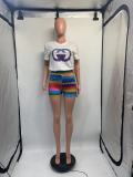 EVE O Neck Print T Shirt And Short 2 Piece Set GDNY-1044