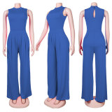 EVE Solid Sleeveless Bodysuit+Wide Leg Pants 2 Piece Sets FSXF-328