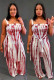 EVE Casual Print Sling Split Top Pants Two Piece Set QXTF-8153