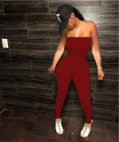 EVE Solid Color Tube Tops Jumpsuit WY-86769