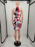 EVE Fashion Camo Print Zipper Mini Dress YIM-324