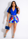 EVE Short Sleeve Tops Printed Shorts Two Piece Set TE-4617