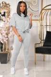 EVE Solid Color Short Sleeve Pants Loose Two Piece Set SHA-86228