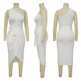 EVE Oblique Neck Sleeveless Sexy Split Dress YF-10454