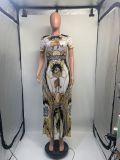 EVE Printed High Waist Pleated Maxi Dress GDNY-2211