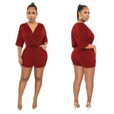 EVE Casual Solid V-neck Rompers YF-10456