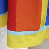 EVE Rainbow Striped Stitching Midi Dress XHSY-19559