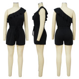 EVE Oblique Neck Ruffle Rompers YF-10451