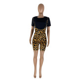 EVE Casual T-shirt Leopard Print Sling Shorts Two Piece Set NYMF-222
