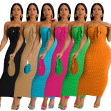 EVE Solid Color Tube Tops Slim Maxi Dress TR-1243