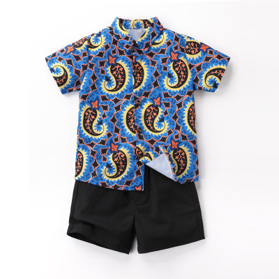 EVE Boys' Print Short Sleeve Shirt Shorts Casual Suit YKTZ-2606