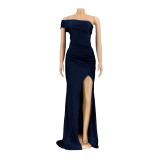 EVE Slash Shoulder Sleeveless Split Evening Dress AIL-232