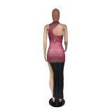 EVE Plus Size Sexy Backless Print Split Maxi Dress GHF-139