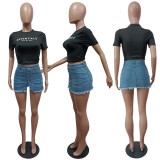 EVE Sexy Single Breasted Denim Mini Skirt MEM-88481