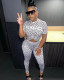 EVE Letter Print Short Sleeve Pants Two Piece Set GDNY-1051